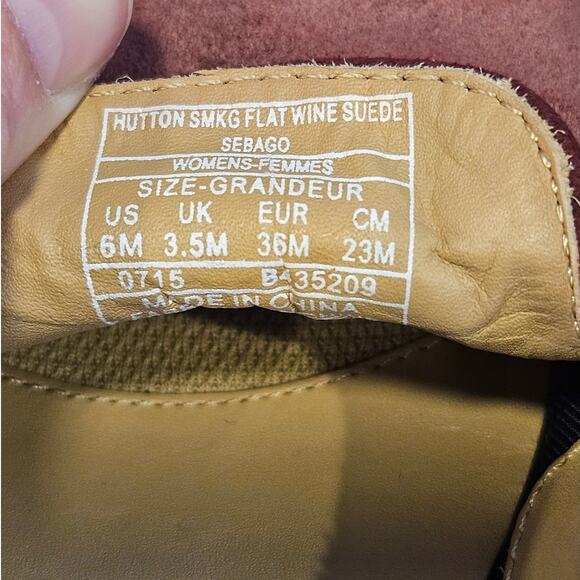 SEBAGO Wine Suede Leather Hutton Smoking Flat sz 6M Classic Minimalist Basic - Picture 2 of 9